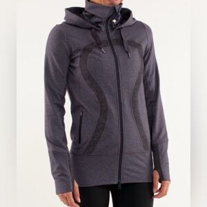 Lululemon Stride Jacket Brushed Black Swan Heathered Herringbone Purple Size 6